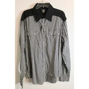 Blac Label Long Sleeve Western Front Snap Shirt Men's 2X NWT Black White Checks
